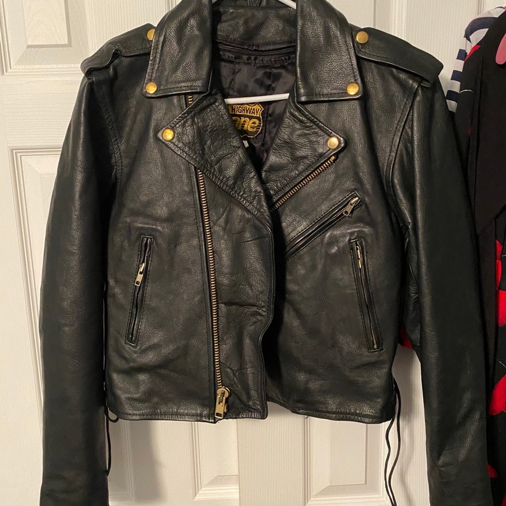 Leather biker jacket